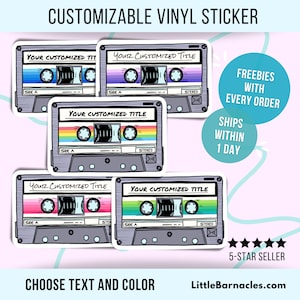 Customizable Mixtape Sticker Personalized Waterproof Vinyl Sticker Retro Vintage Cassette Tape Sticker Customized