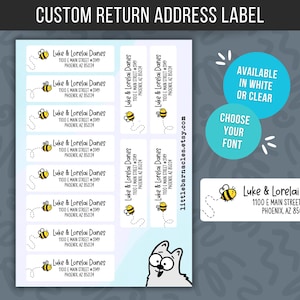 Custom Address Labels, Return Address Labels, Personalized Mailing Labels, Return Address Sticker, Customizable Address Labels Bee Stickers