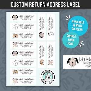 Custom Dog Address Labels Return Address Labels Personalized Mailing Labels Return Address Stickers Customizable Address Labels Cartoon Dogs