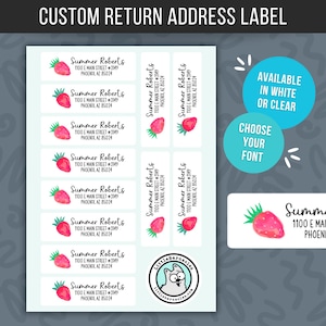 Custom Address Labels Return Address Labels Personalized Mailing Labels Stickers Customizable Address Labels Pink Watercolor Strawberry