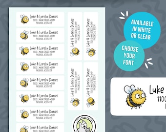 Custom Bee Address Labels • Bumble Bee Return Address Stickers • Personalized Mailing Labels • Weatherproof Vinyl Labels