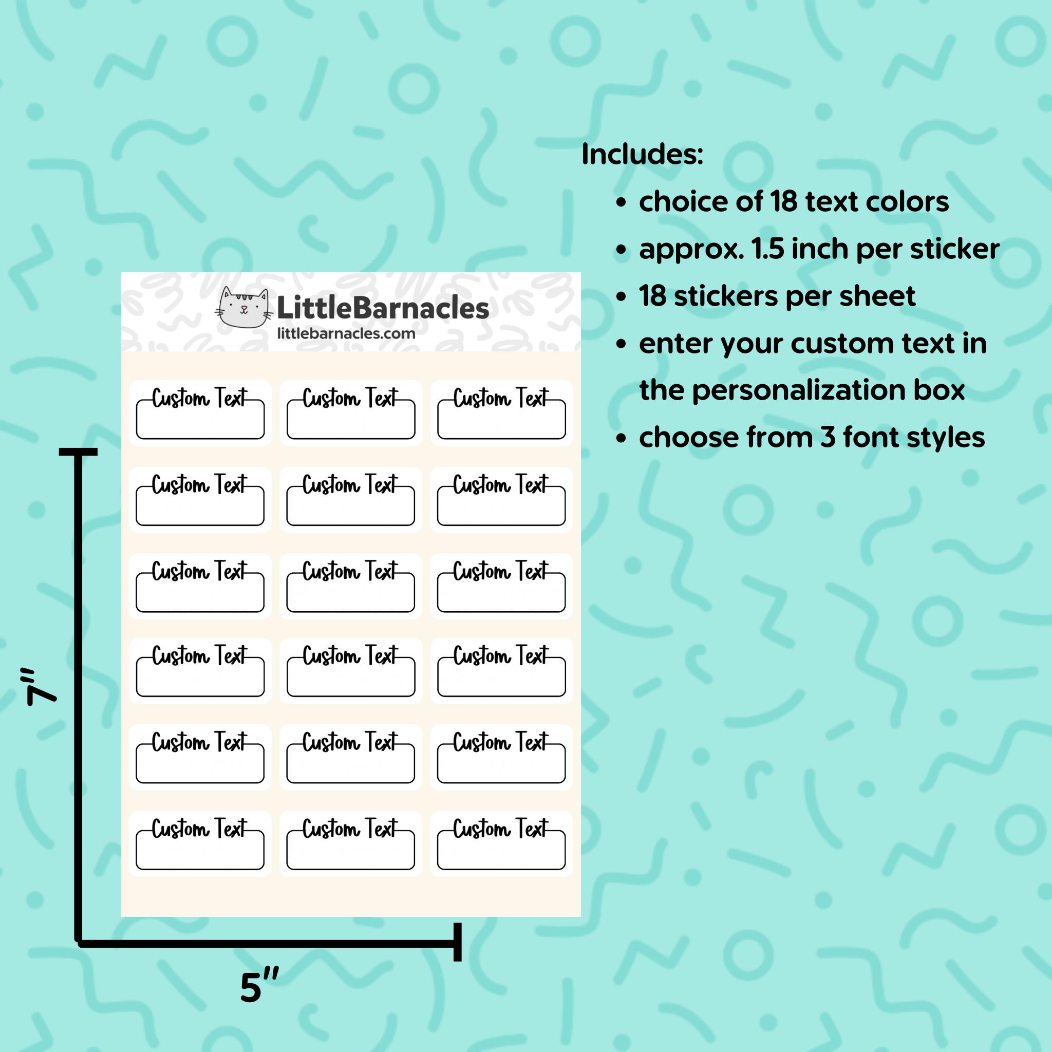 Custom Text Planner Stickers, 1.5" Box Labels - Etsy