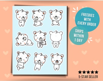 Mini Koala Bear Sticker Sheet Waterproof Vinyl Cute Small Sticker Funny Tiny Bear Laptop Planner Sticker