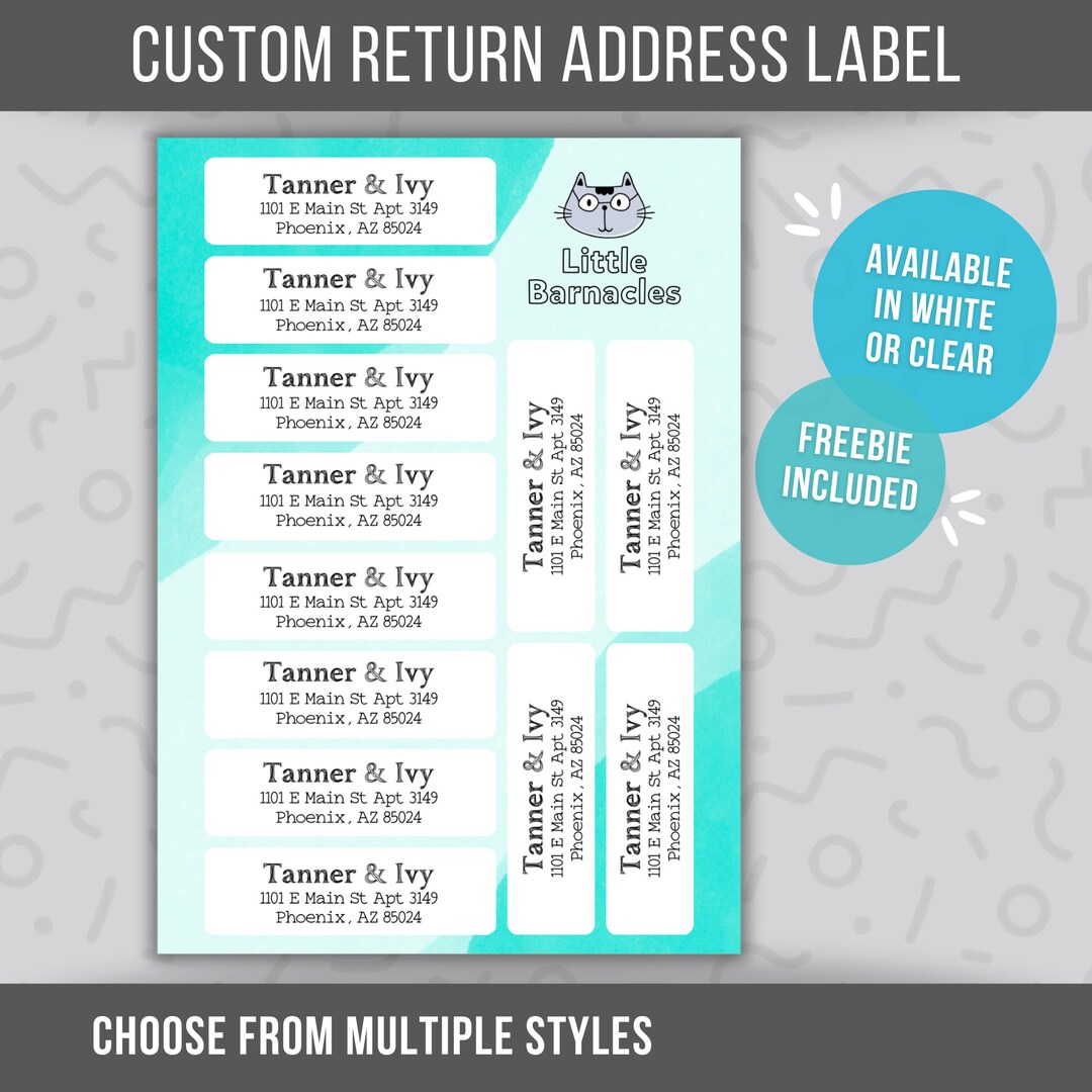 Custom Address Labels, Return Address Labels, Sheet of 12, Personalized ...