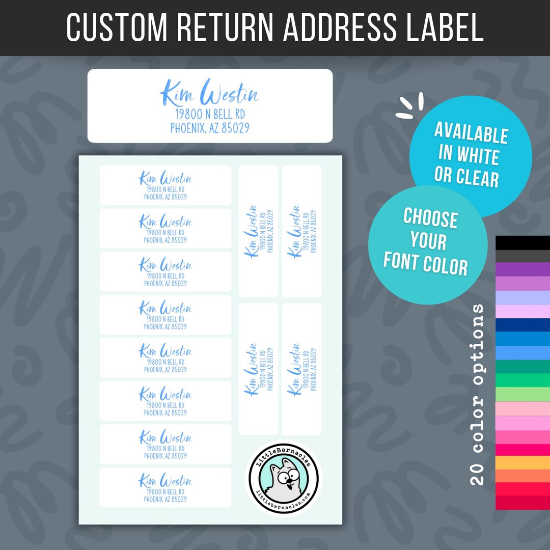 Custom Watercolor Script Address Labels • Personalized Return Address ...