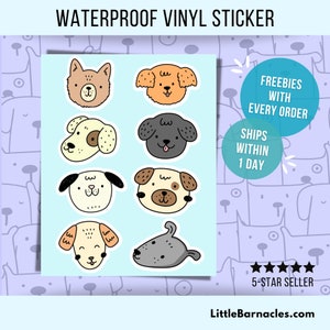 Mini Dog Sticker Sheet Cat Lover Gift Waterproof Vinyl Dog Faces Dog Mom Small Stickers Laptop Water Bottle