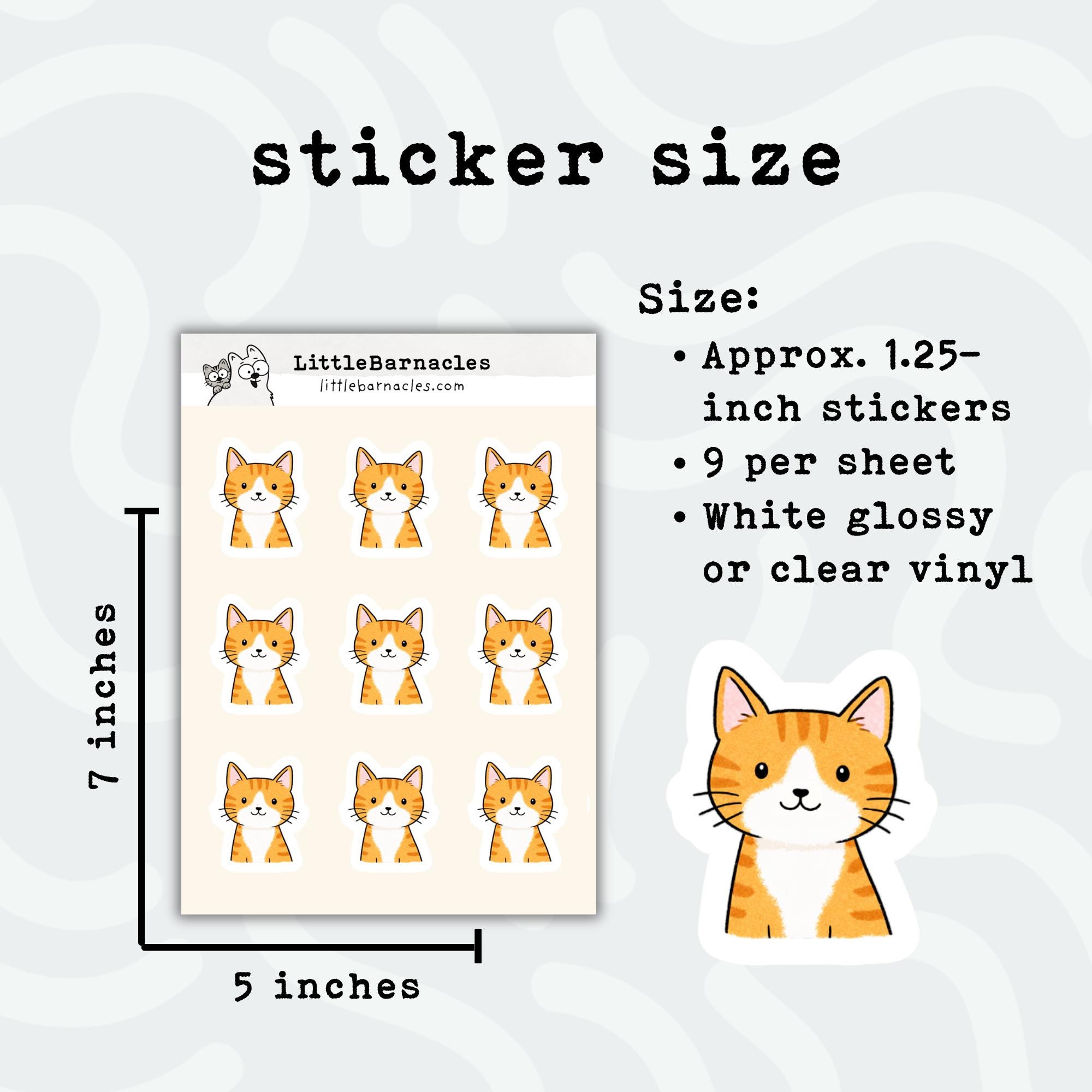 Orange White Tabby Cat Sticker Sheet • Cute Ginger Cat Stickers ...