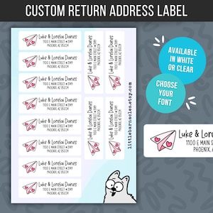 Custom Address Labels Return Address Label Personalized Mailing Label Return Address Sticker Customizable Address Label Paper Airplane Heart