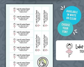 Custom Ballerina Return Address Labels, Personalized Mailing Labels