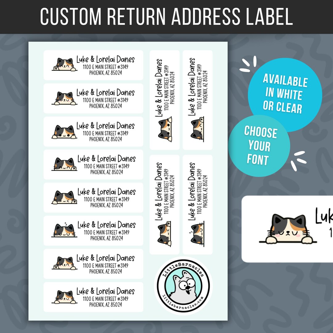 Calico Cat Address Labels • Personalized Return Address Stickers ...