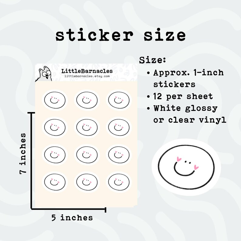 Mini Smiley Face Sticker Sheet • Cute Happy Face Stickers • Waterproof ...