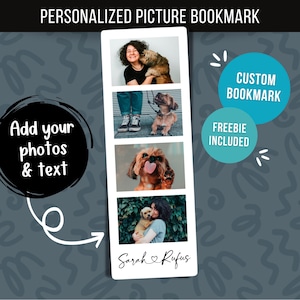 Customizable Bookmark Photo Booth Personalized Pet Bookmark Man&#39;s Best Friend Gift for Book Lover Custom Couples Gift Customized Reader Gift