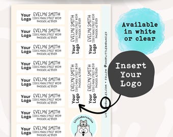 Custom Logo Address Labels • Personalized Return Address Stickers • Business Mailing Labels • Company Logo Name Labels