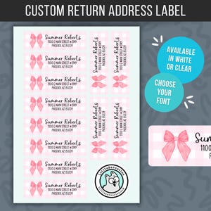 Custom Pink Address Labels Return Address Labels Personalized Mailing Labels Return Address Stickers Customizable Address Label Coquette Bow