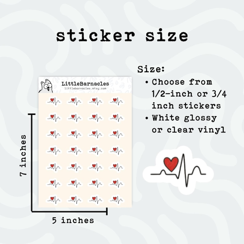 EKG Heart Planner Stickers, Cardio Reminder (54/28 per Sheet) - Etsy
