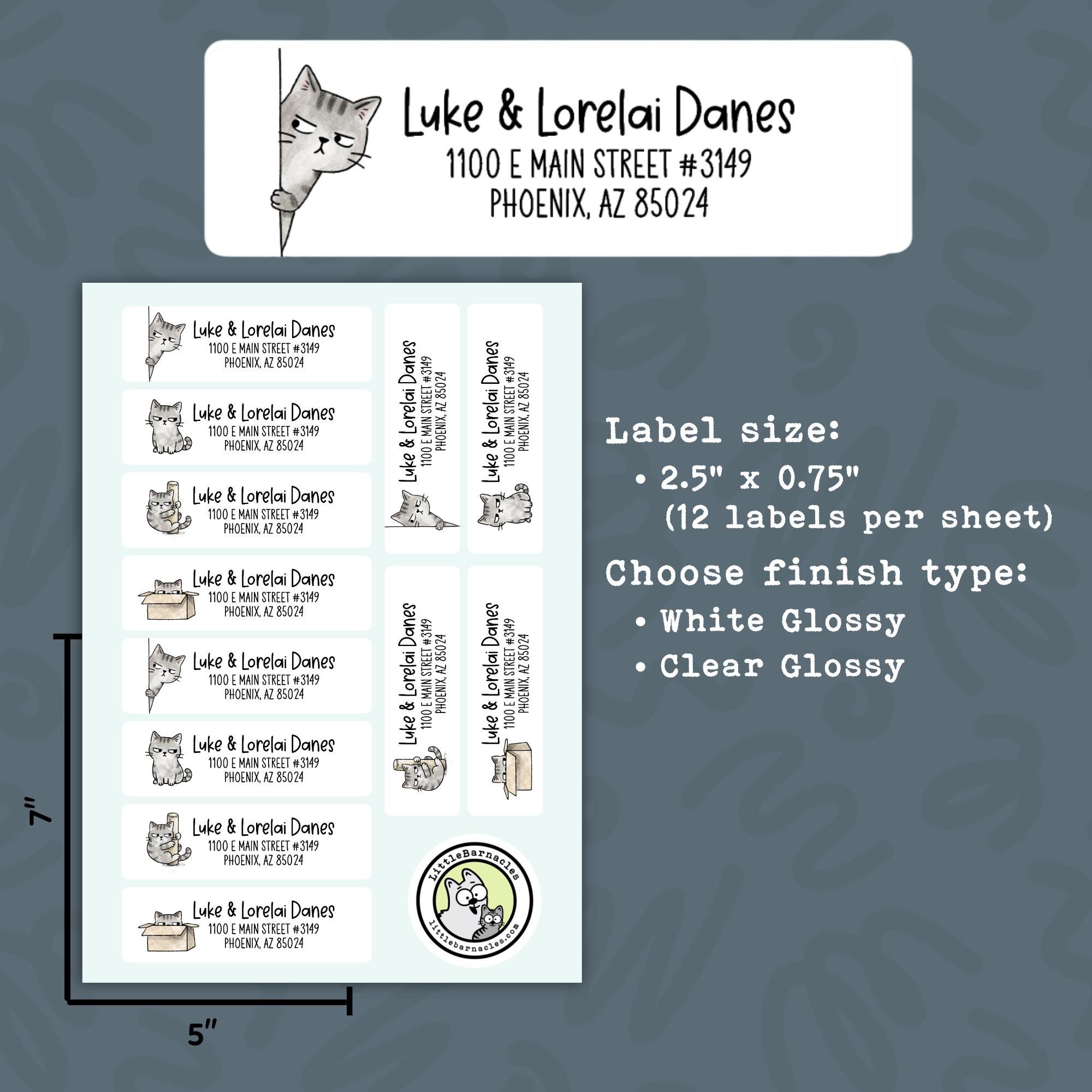 Custom Suspicious Cat Address Labels • Weatherproof Vinyl Return ...