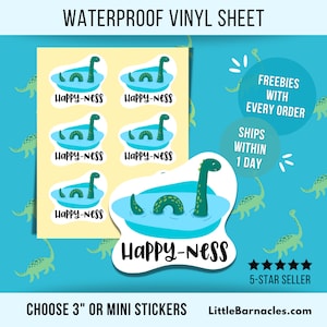 Mini Loch Ness Monster Sticker Sheet For Nessie Lover Loch Ness Waterproof Vinyl Funny Cryptid Water Bottle Sticker