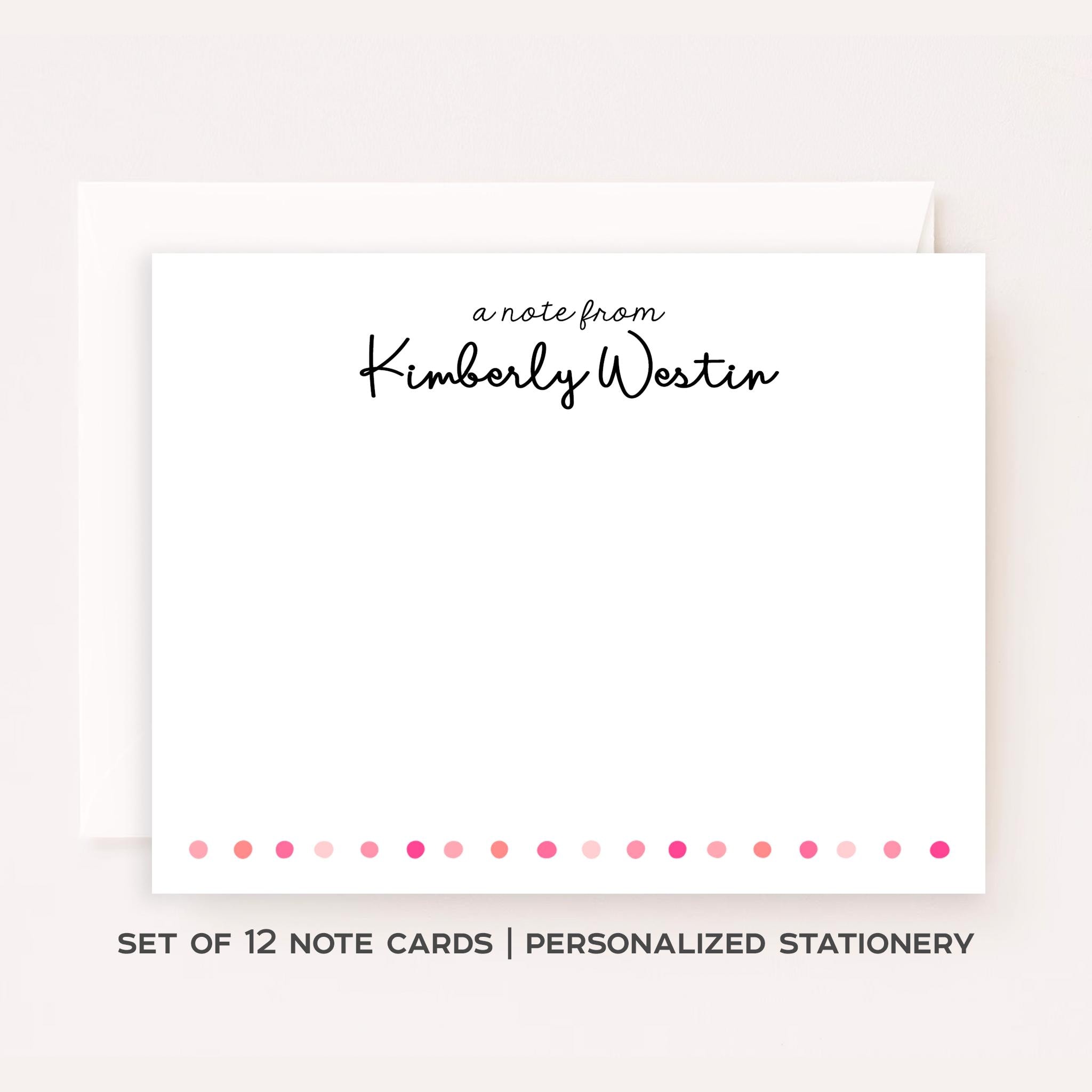 Personalized Polka Dot Stationery Set • Custom Name Note Cards • Cute ...
