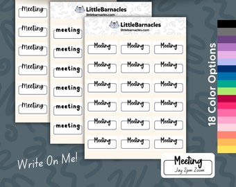 Meeting Planner Sticker • 1.5 Inch Quarter Box • Text Color Options • Appointment Reminder Label • Calendar Planner Sticker