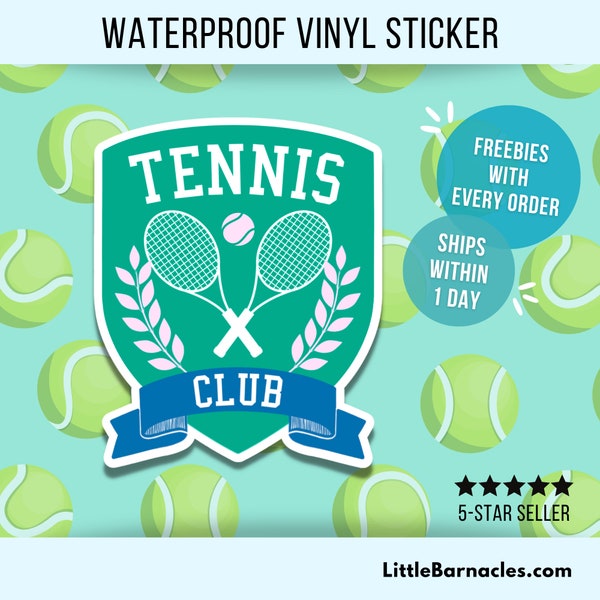 Tennis Club Sticker Waterproof Vinyl Sticker For Tennis Lover Tennis Gift Tennis Player Sticker Country Club Sticker