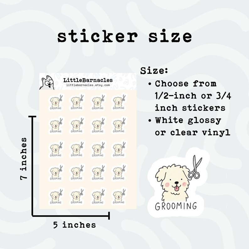 Dog Grooming Planner Sticker • Pet Groomer Appointment Reminder • Dog ...