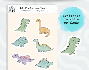Mini Dinosaur Sticker Sheet • Cute Dino Stickers • Waterproof Vinyl Dinosaur Decals • Cartoon Dino Laptop & Planner Stickers