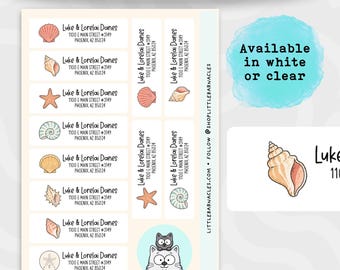 Custom Seashell Address Labels • Beach Return Address Stickers
