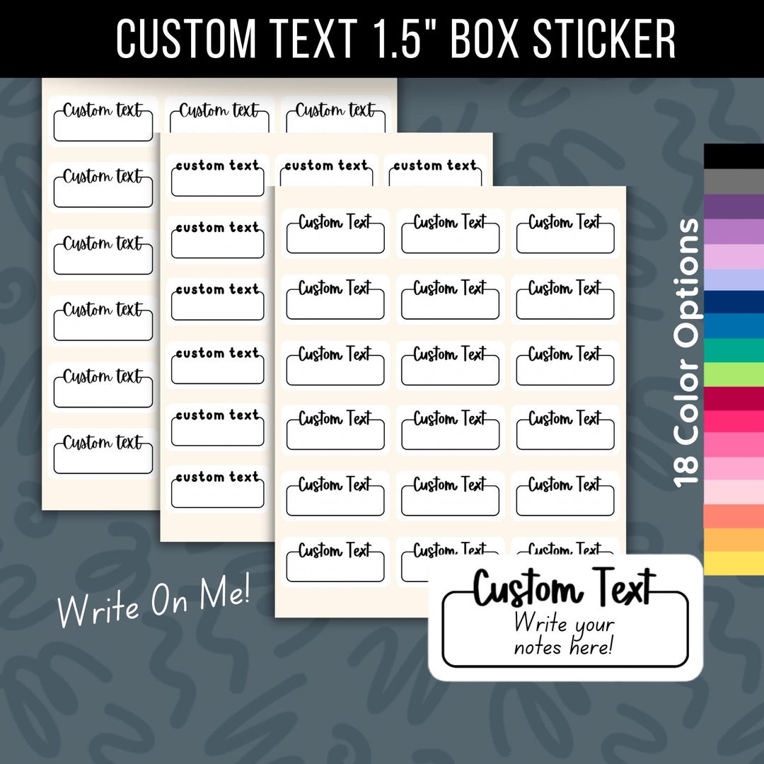 Custom Text Planner Stickers, 1.5" Box Labels - Etsy