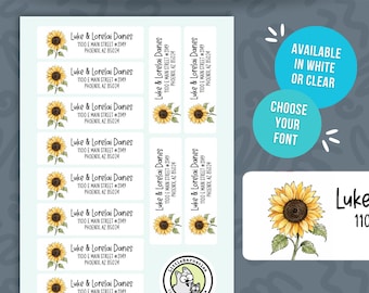 Custom Sunflower Return Address Labels • Sunflower Mailing Labels • Personalized Address Stickers • Floral Return Labels • Cute Flower Label