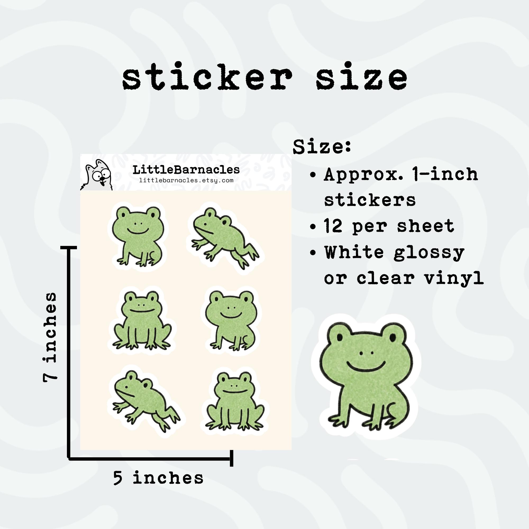 Mini Frog Sticker Sheet • Cute Frog Stickers • Waterproof Vinyl Frog ...