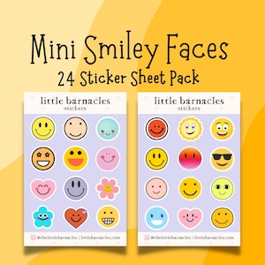 Mini Smiley Face Sticker Sheet Waterproof Vinyl Sticker Pack Cute Emoji Faces Smile Small Sticker Laptop Water Bottle