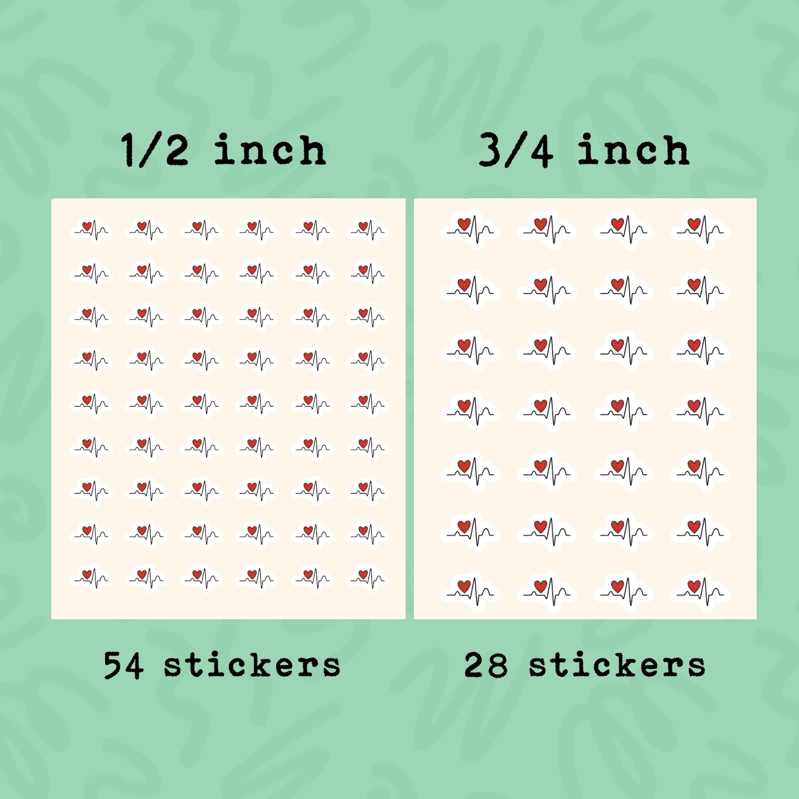 EKG Heart Planner Stickers, Cardio Reminder (54/28 per Sheet) - Etsy