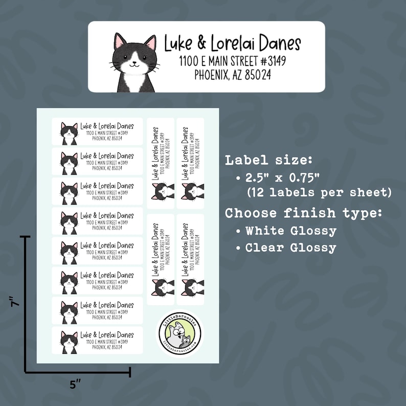 Custom Tuxedo Cat Address Labels • Black & White Cat Return Stickers ...