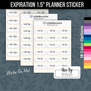 Use By Planner Sticker • 1.5 Inch Food Expiration Label • Quarter Box Planner Sticker • Pantry Organization Reminder • Kitchen Date Label