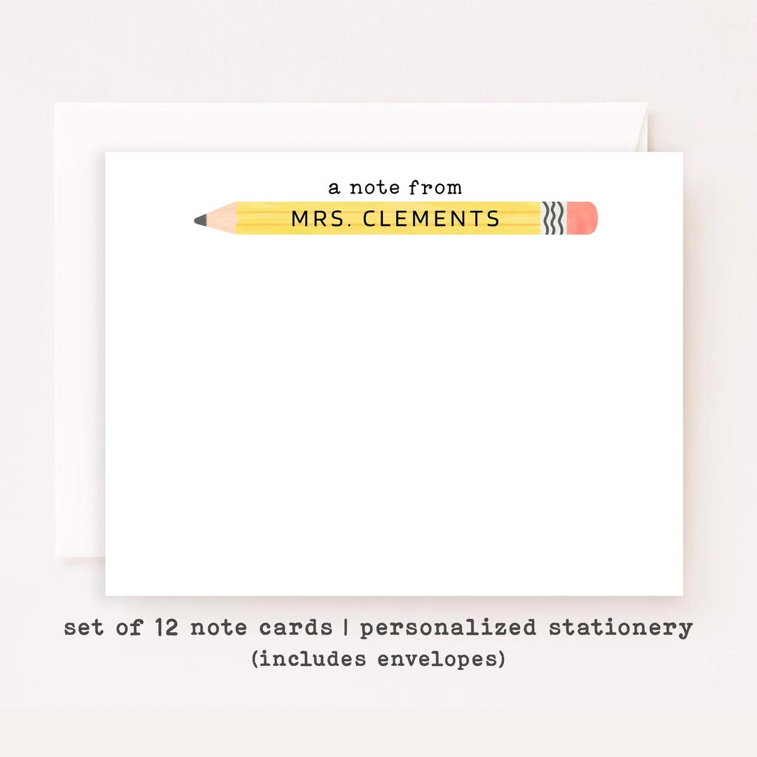 Personalized Teacher Stationery Set • Custom Name Flat Note Cards ...