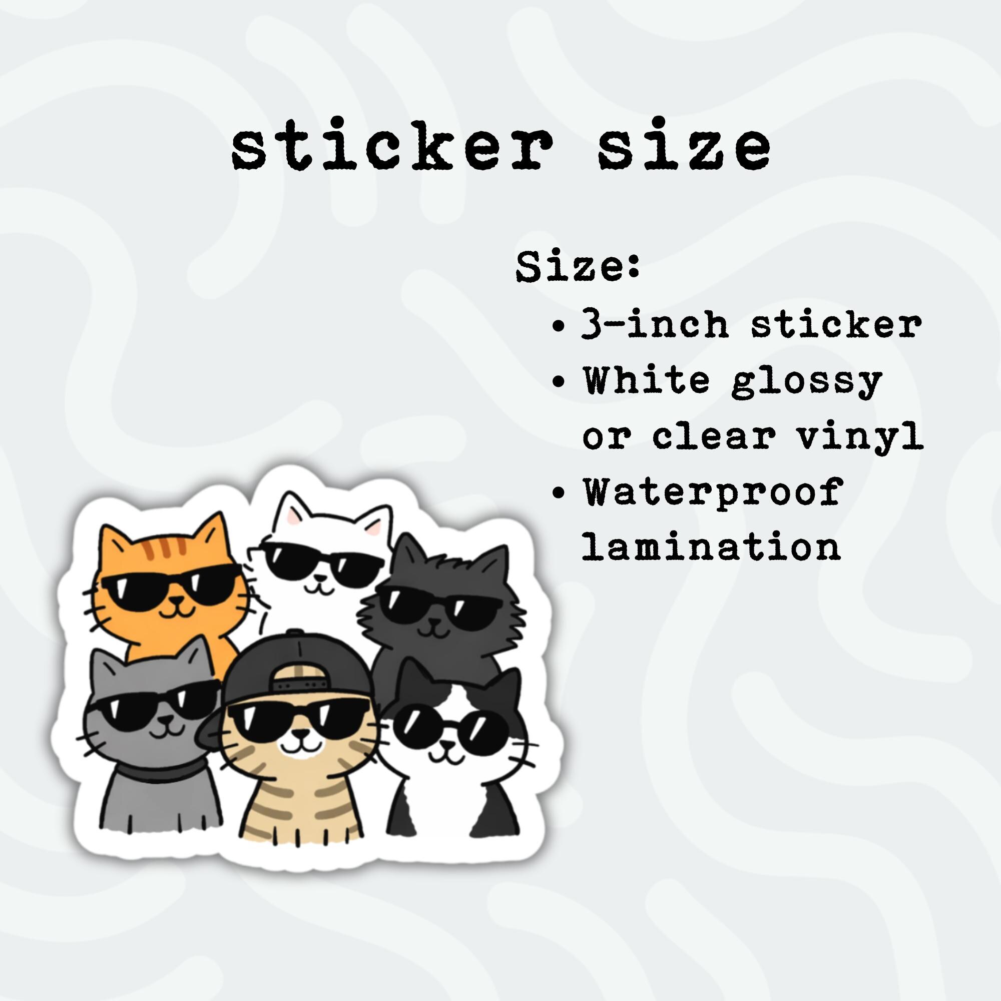 Cool Cat Sticker • Waterproof Vinyl Decal • Cat Lover Gift • Tiny ...