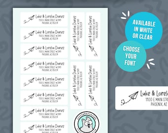 Custom Address Labels, Return Address Labels Personalized Mailing Labels Return Address Stickers Customizable Address Labels Paper Airplane