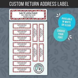 Custom Christmas Address Labels Holiday Return Address Labels Personalized Mailing Labels Christmas Card Address Label Candy Cane Stripe