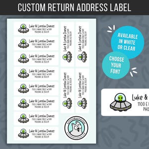 Custom UFO Address Labels, Return Address Labels, Personalized Mailing Labels, Return Address Stickers, Customizable Address Labels Aliens