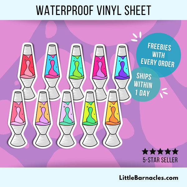 Lava Lamp Sticker Waterproof Vinyl  Funny Retro Nostalgia Rainbow Sticker Water Bottle Planner Sticker Party Favor