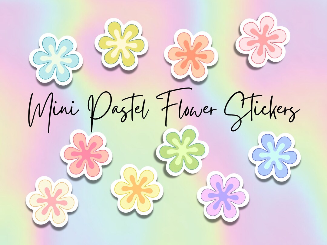 Mini Pastel Flowers Sticker Sheet Waterproof Vinyl Decal for Etsy