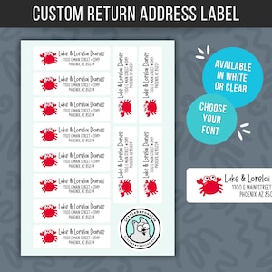 Custom Address Labels, Return Address Labels, Personalized Mailing Labels, Return Address Stickers, Customizable Address Labels Red Crab