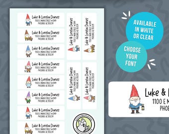 Custom Gnome Address Labels • Personalized Return Address Stickers • Cute Garden Gnome Mailing Labels • Customizable Address Label Set of 12