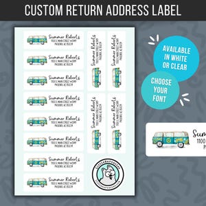 Custom Address Labels, Return Address Labels, Personalized Mailing Labels Return Address Stickers Customizable Address Label Boho Hippie Bus