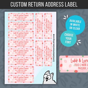 Custom Address Labels, Return Address Labels Personalized Mailing Labels, Return Address Sticker, Customizable Address Label Pink Strawberry