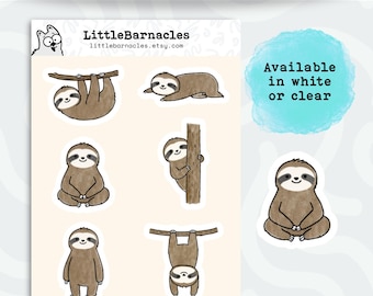 Mini Sloth Sticker Sheet • Cute Sloth Stickers • Waterproof Vinyl Animal Stickers • Sloth Laptop Water Bottle Planner Stickers