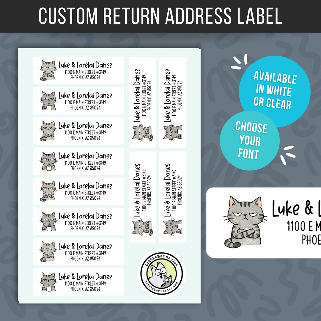 Custom Grumpy Cat Address Labels • Personalized Cat Return Address ...
