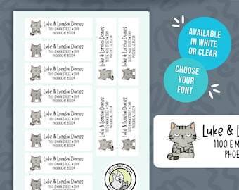 Custom Grumpy Cat Address Labels • Personalized Cat Return Address Stickers • Weatherproof Vinyl Mailing Labels