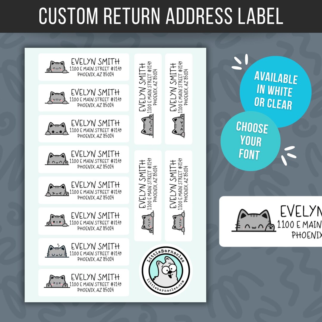 Custom Gray Tabby Cat Return Address Labels • Weatherproof Mailing ...