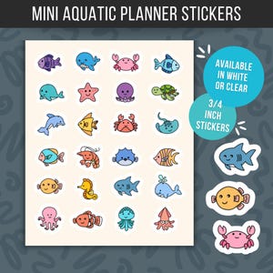 Mini Aquatic Planner Sticker Vinyl Sticker Cute Animal Aquarium Tropical Fish Small Stickers
